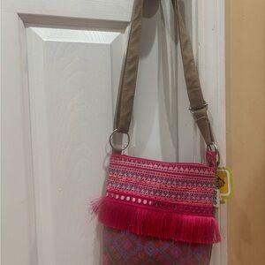Pink and Tan Patterned Women's Bag